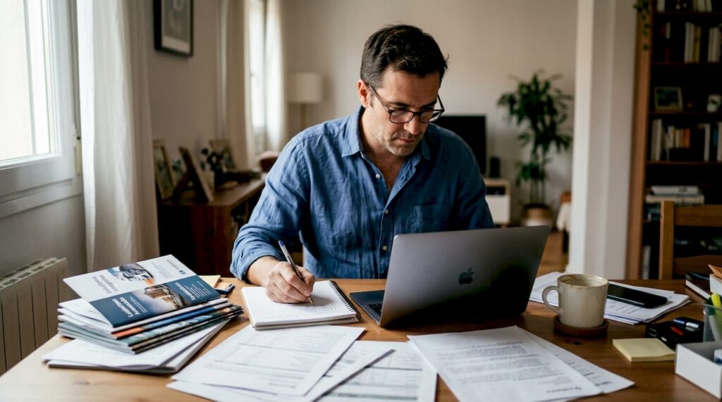 Una persona consulta el presupuesto de su página web desde la comodidad de su casa.