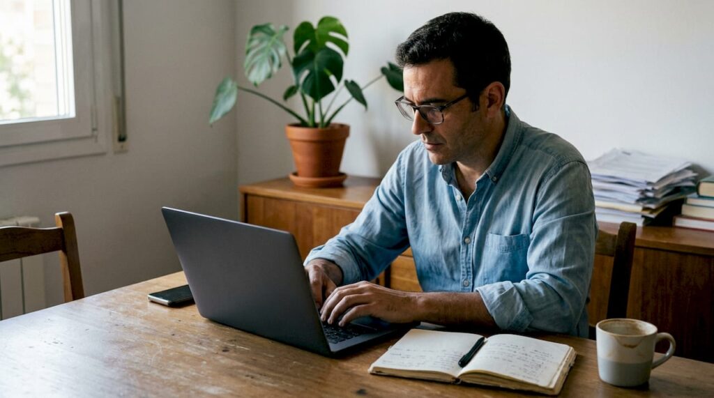 Un profesional revisa su correo electrónico gestionado con Gmailify.