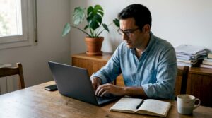 Un profesional revisa su correo electrónico gestionado con Gmailify.