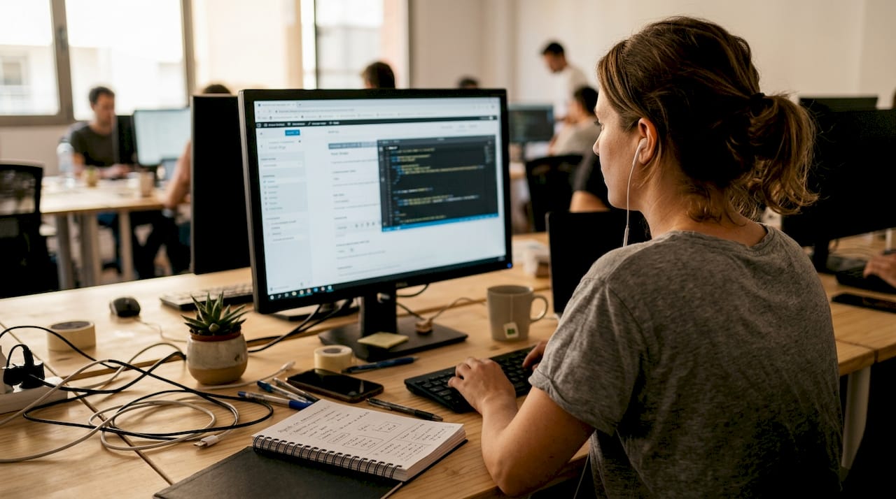 Disenadora-web-realizando-tarea-de-mantenimiento