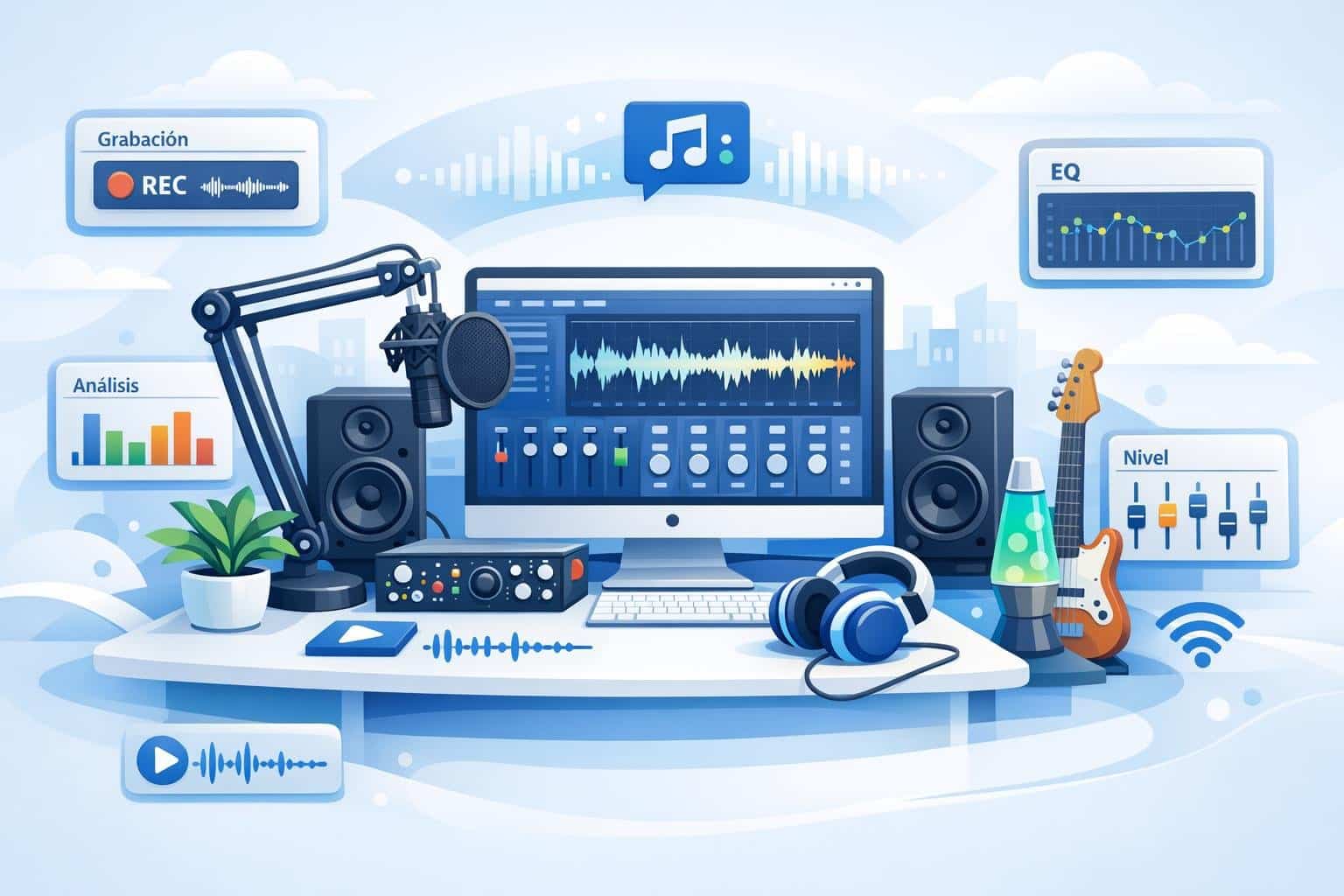 estudio de grabación en la oficina